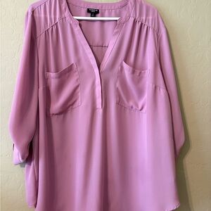 torrid Harper Mauve Split V-Neck Blouse with Chest Pockets